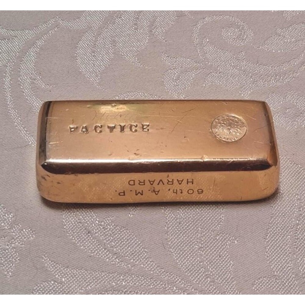 Gold Bar Harvard Paperweight Vintage Factice A.M.P. Anniversary